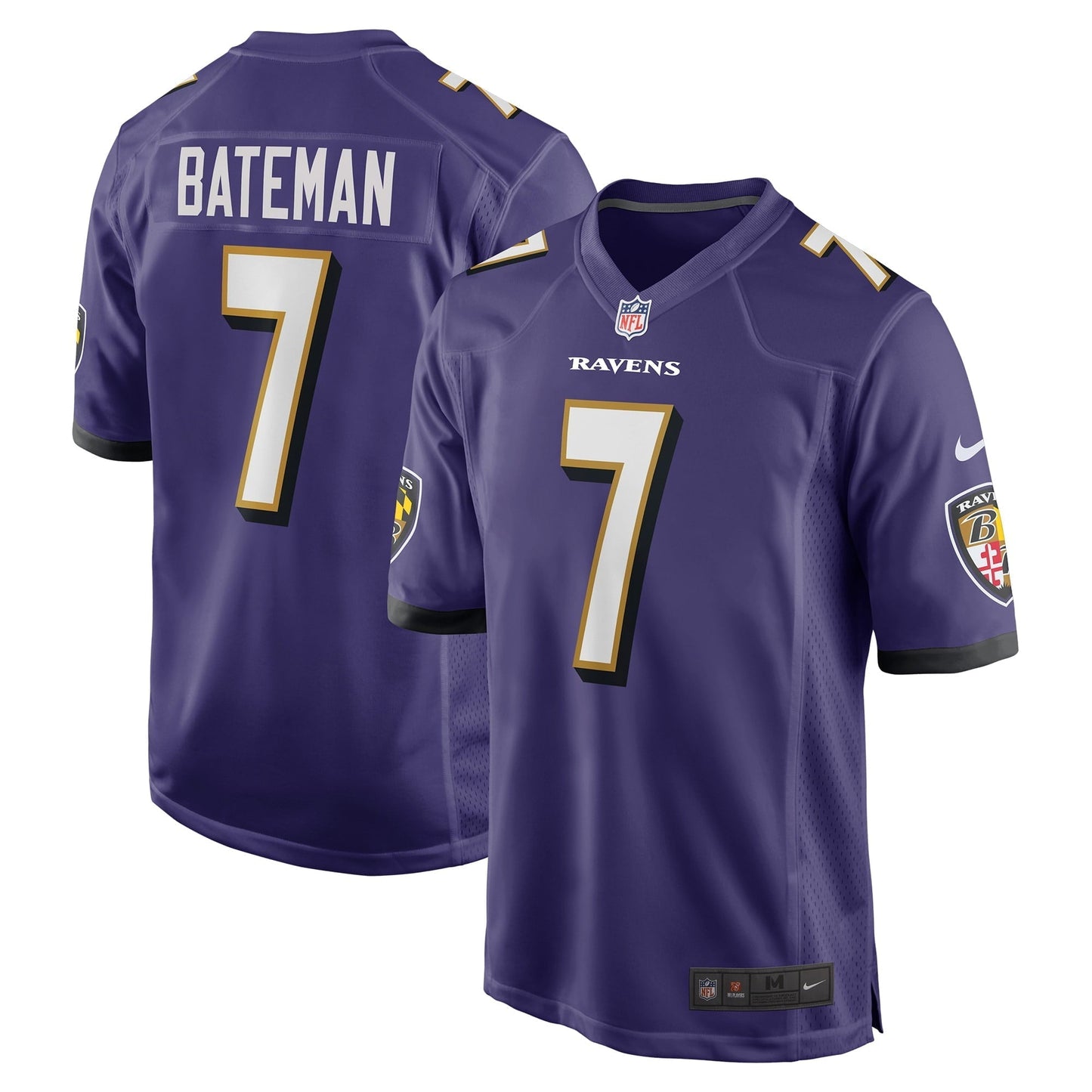 Men's Nike Rashod Bateman Purple Baltimore Ravens Game Player Jersey