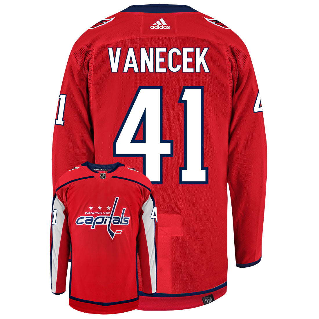 Vitek Vanecek Washington Capitals Adidas Primegreen Authentic NHL Hockey Jersey
